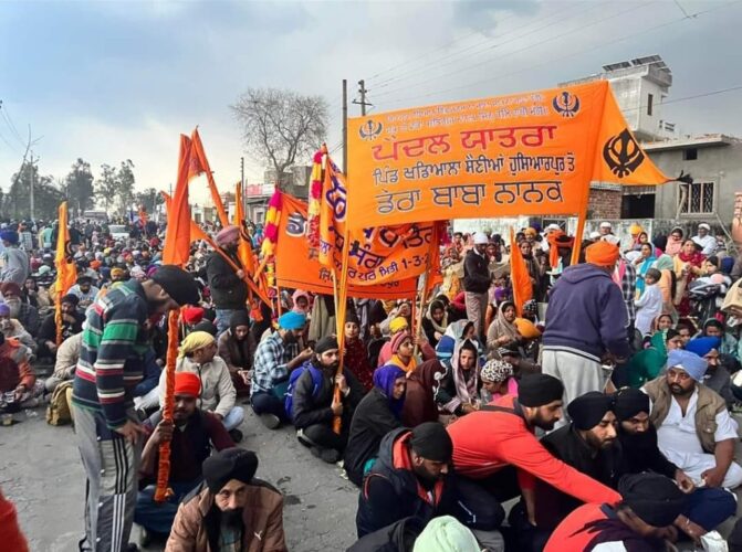 ਗੁਰੂ ਨਾਨਕ ਦਰਬਾਰ ਹਰਚੋਵਾਲ ਵੱਡਾ ਗੁਰਦੁਆਰਾ ਸਾਹਿਬ ਵਿਖੇ ਪੈਦਲ ਯਾਤਰਾ ਪਹੁੰਚਣ ਤੇ ਜਥੇਦਾਰ ਰਣਧੀਰ ਸਿੰਘ ਦਾ ਕੀਤਾ  ਗਿਆ ਨਿੱਘਾ ਸਵਾਗਤ ।