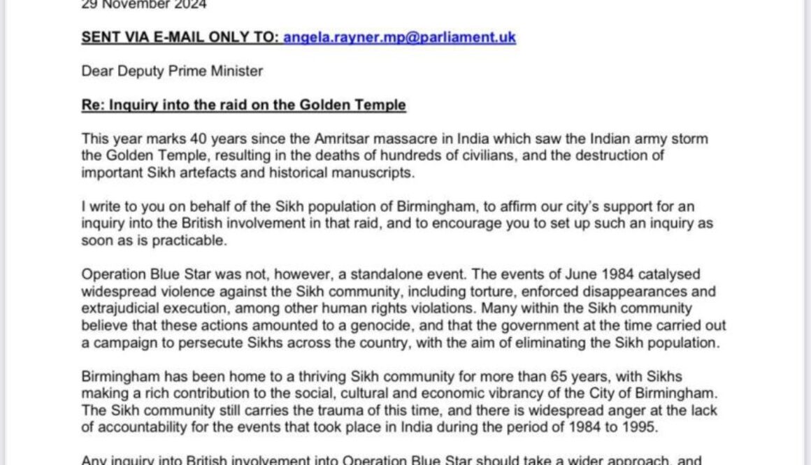 Investigation into UK’s Role in Indian Army’s 1984 Attacks on Gurdwaras