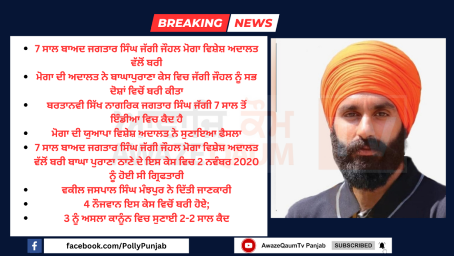 “Jagtar Singh Jaggi Johal Acquitted by Moga Special Court After 7 Years”