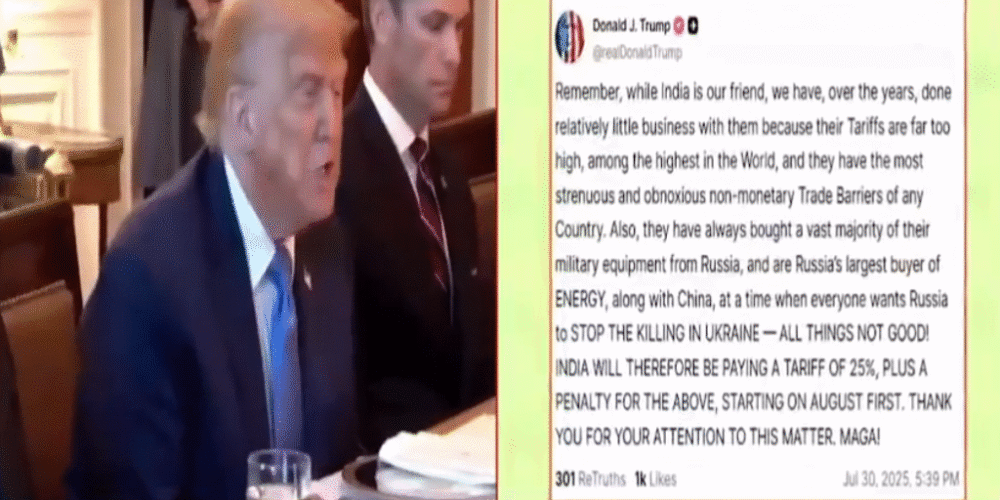 USA Announces 25% Tariff on India; Donald Trump Targets Oil & Arms Deals with Russia, Effective from August 1