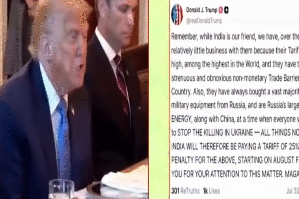 USA Announces 25% Tariff on India; Donald Trump Targets Oil & Arms Deals with Russia, Effective from August 1