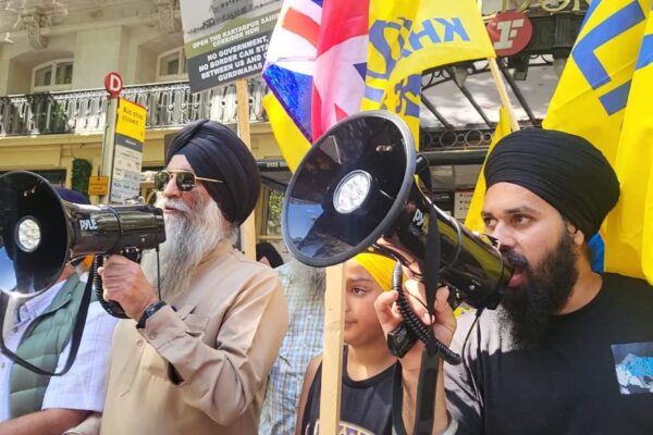 Strong Sikh Protest Outside Indian Embassy in London on Independence Day