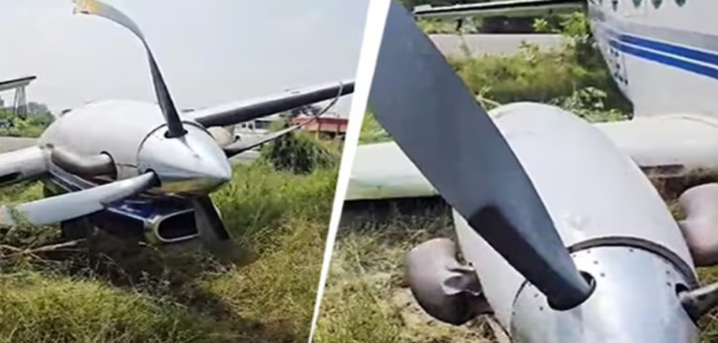 Private plane crash in Farrukhabad, Uttar Pradesh: Aircraft fell into bushes shortly after takeoff from the runway; pilot and passenger safe.