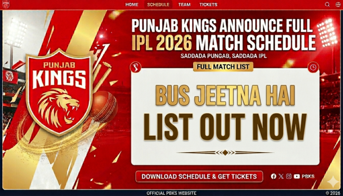 Punjab Kings IPL 2026 Schedule match list