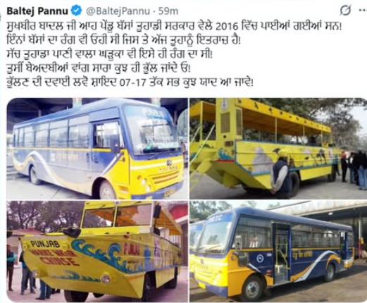 Baltej Pannu Questions Sukhbir Badal Over Blue-Yellow Bus Colours