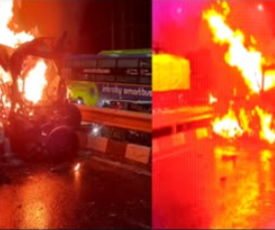 Panipat Delhi Highway Accident bus van crash fire