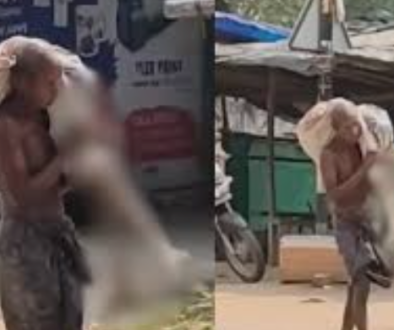 man carries skeleton bank India