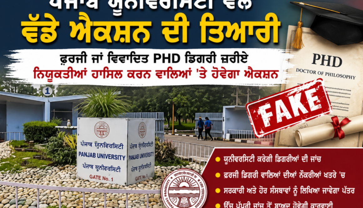 Fake PhD Degrees identified by Punjab University in appointment verification process
