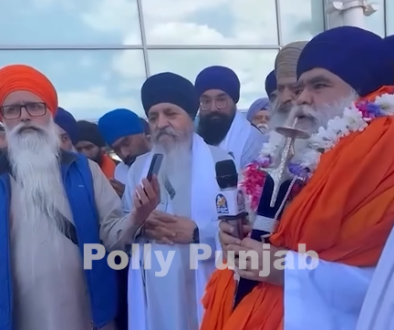 Welcome Given to Damdami Taksal Head Sant Giani Harnam Singh Khalsa at Birmingham Airport