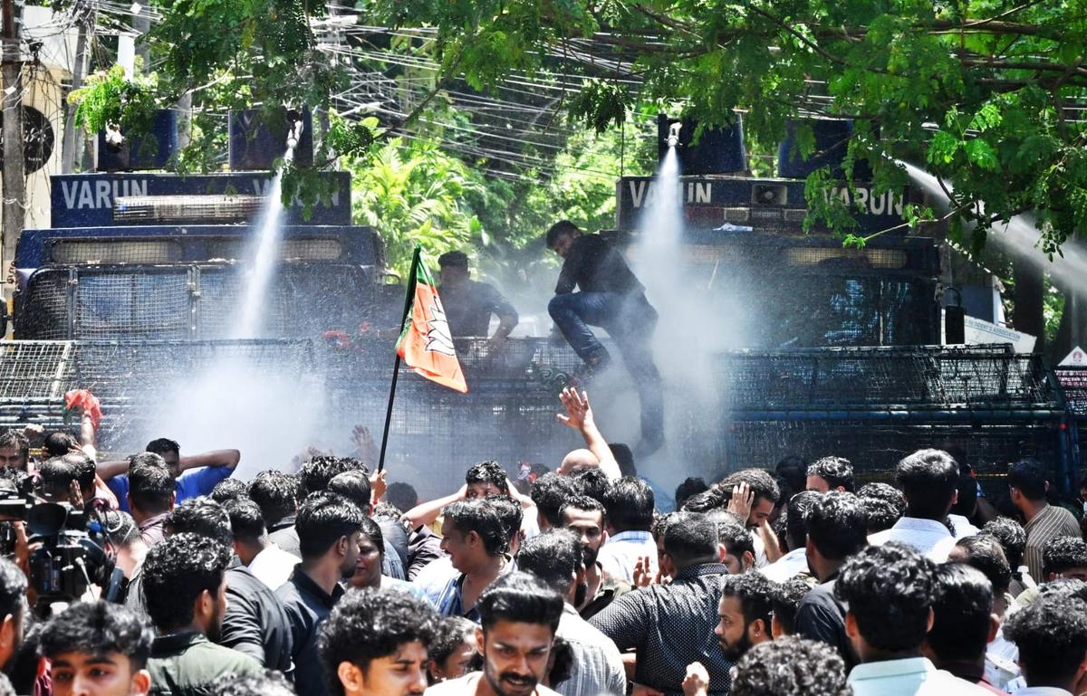 Protest against exam irregularities: BJP leaders protest outside CM residence, detained