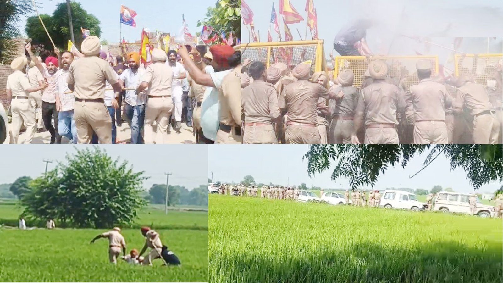 Riot in CM Mann’s village Satoj, police unleash water cannons on protesters