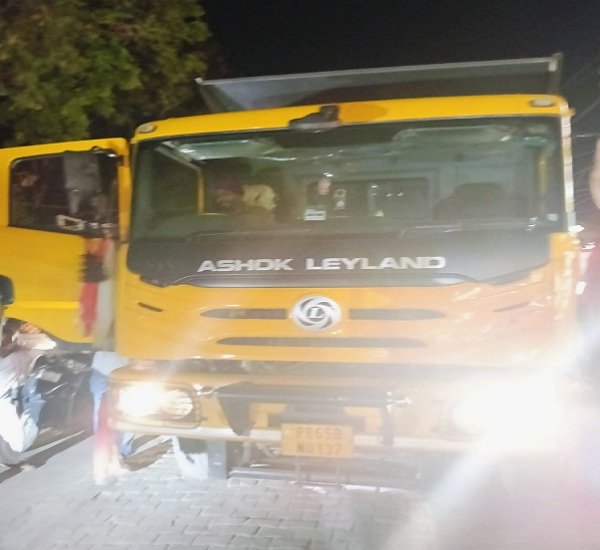 Painful accident in Derabassi, speeding tipper hits bike riding youth