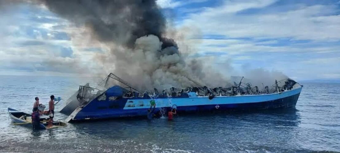 ship fire ferry