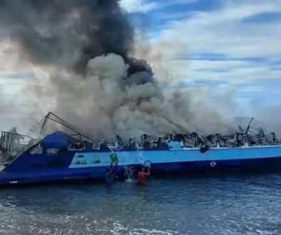 ship fire ferry