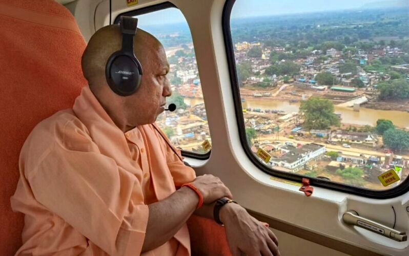 CM Yogi conducts aerial survey
